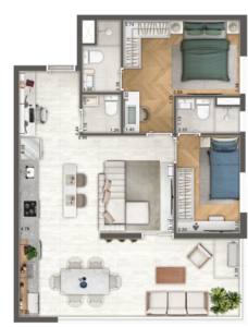 2 Suítes - 67,38 m²