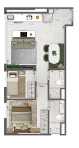 02 Dorms - 44,32 m²