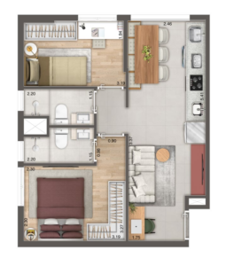 02 Dorms - 41,45 m²