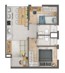 02 Dorms - 41,17 m²