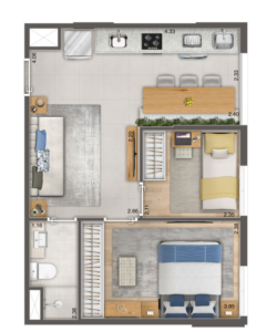 02 Dorms - 38,23 m²